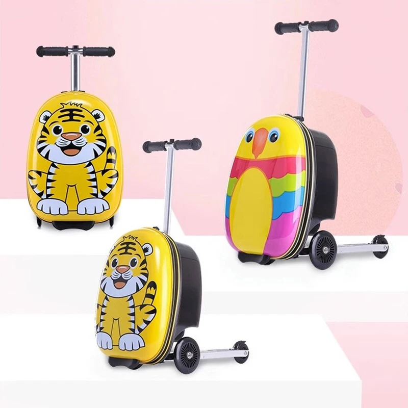 Cute Luggage Children's Scooter Folding Trolley Box Baby Suitcase Student Cartoon Bag 18
