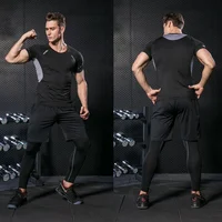 Rashguard Men Compression Sportswear Set Gym Running Sport Clothes Jogging Tights Tracksuit Fitness T-Shirt Windbreaker Leggings 2