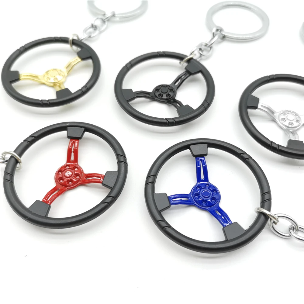 Car Metal Steering Wheel Keyring Model Racing Steering Wheel Key