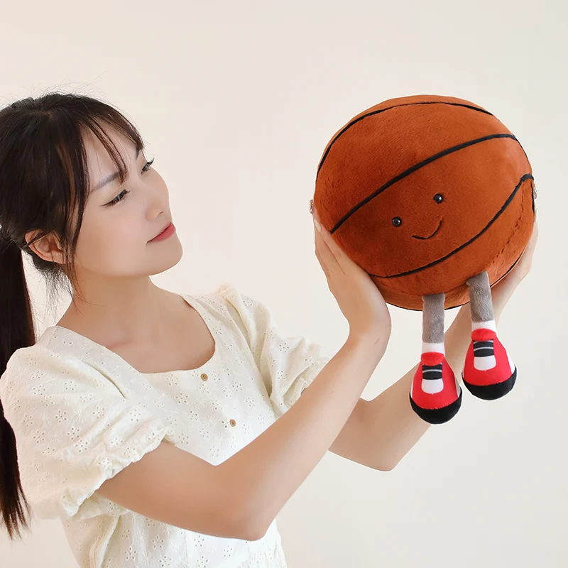 Smile Expression Basketball Football Pillow Soccer Ball Shaped Plush Toys Home Decoration Soft Cushion Birthday Christmas Gift 6