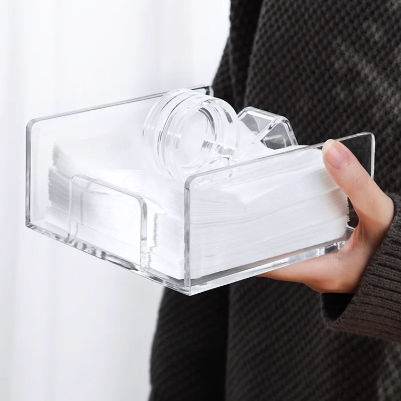 Acrylic Tissue Holder Desktop Vertical Tissue Box Toothpick Holder Thickened Transparent Table Storage Accessories 6