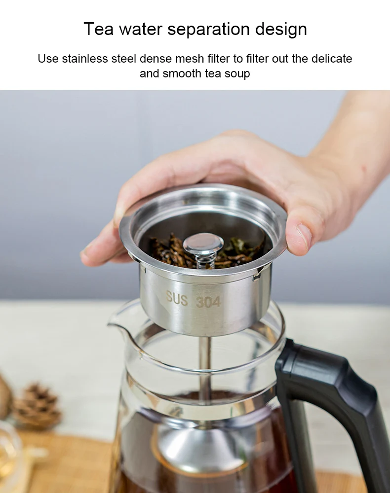 110V Electric Kettle Coffee Tea Maker 1L Thermos Black Pu 'er Glass Tea Maker Automatic Steam Spray Teapot Kettles Health Pot
