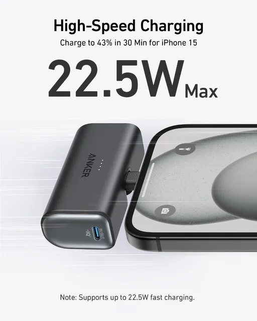Anker Nano Power Bank 5000mAh Portable Charger 22.5W with Foldable USB-C Connector Spare Battery for iPhone 15/Samsung S22 - Image 2