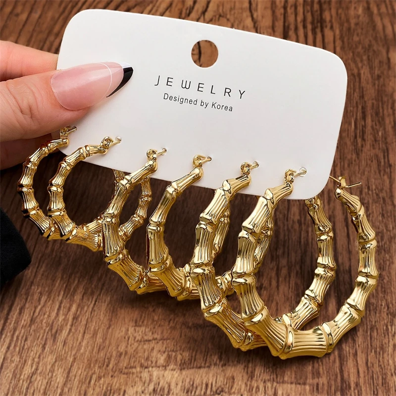 3pairs Hoop Earrings Set Big Geometry Round Circle Earring for Women Girls Gold Color Metal Exaggerate Earring Party Jewelry