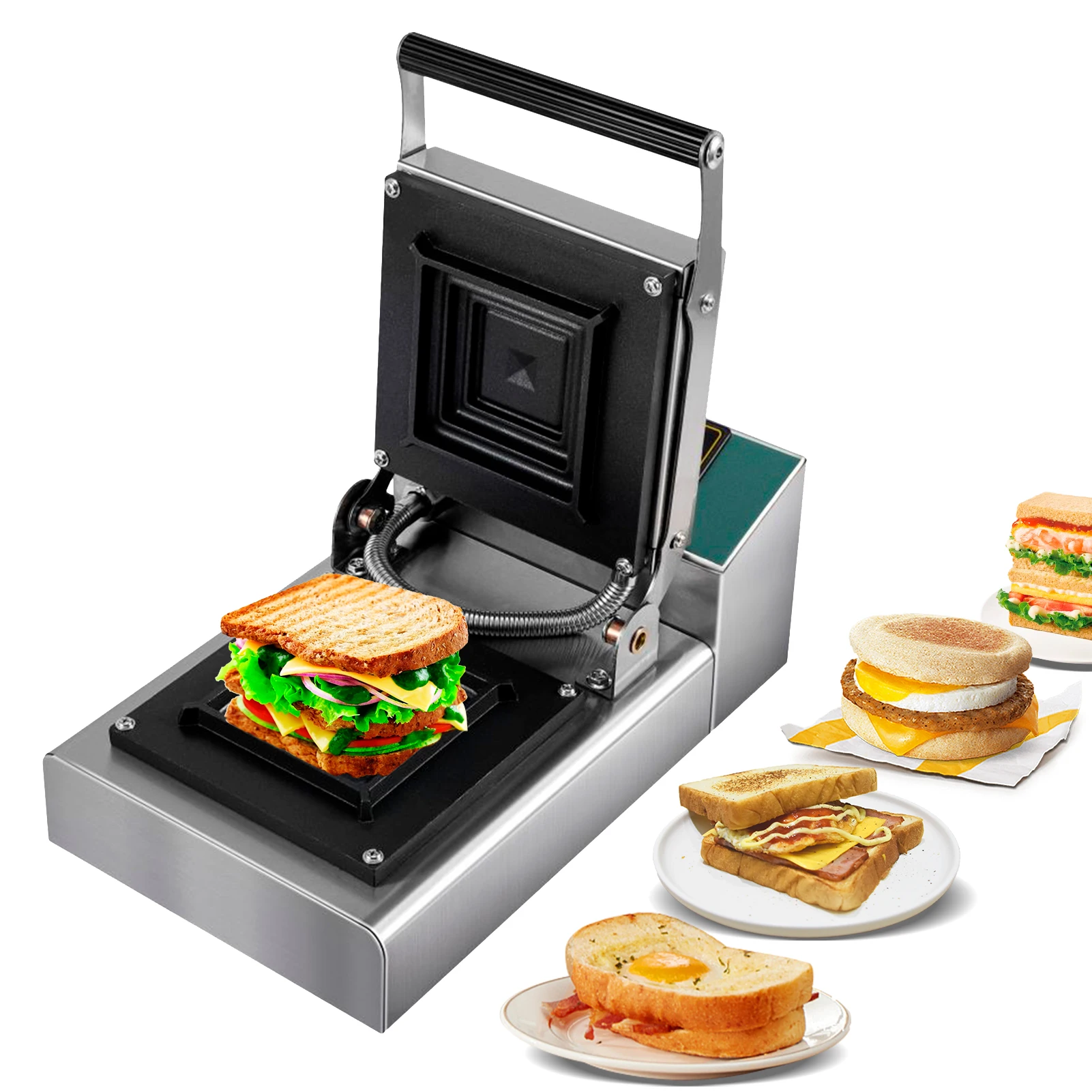 Grilled Sandwich Maker Sandwich Toaster with Indicator Lights 1000W Electric Non-Stick Hot Maker Press for Tuna Melts