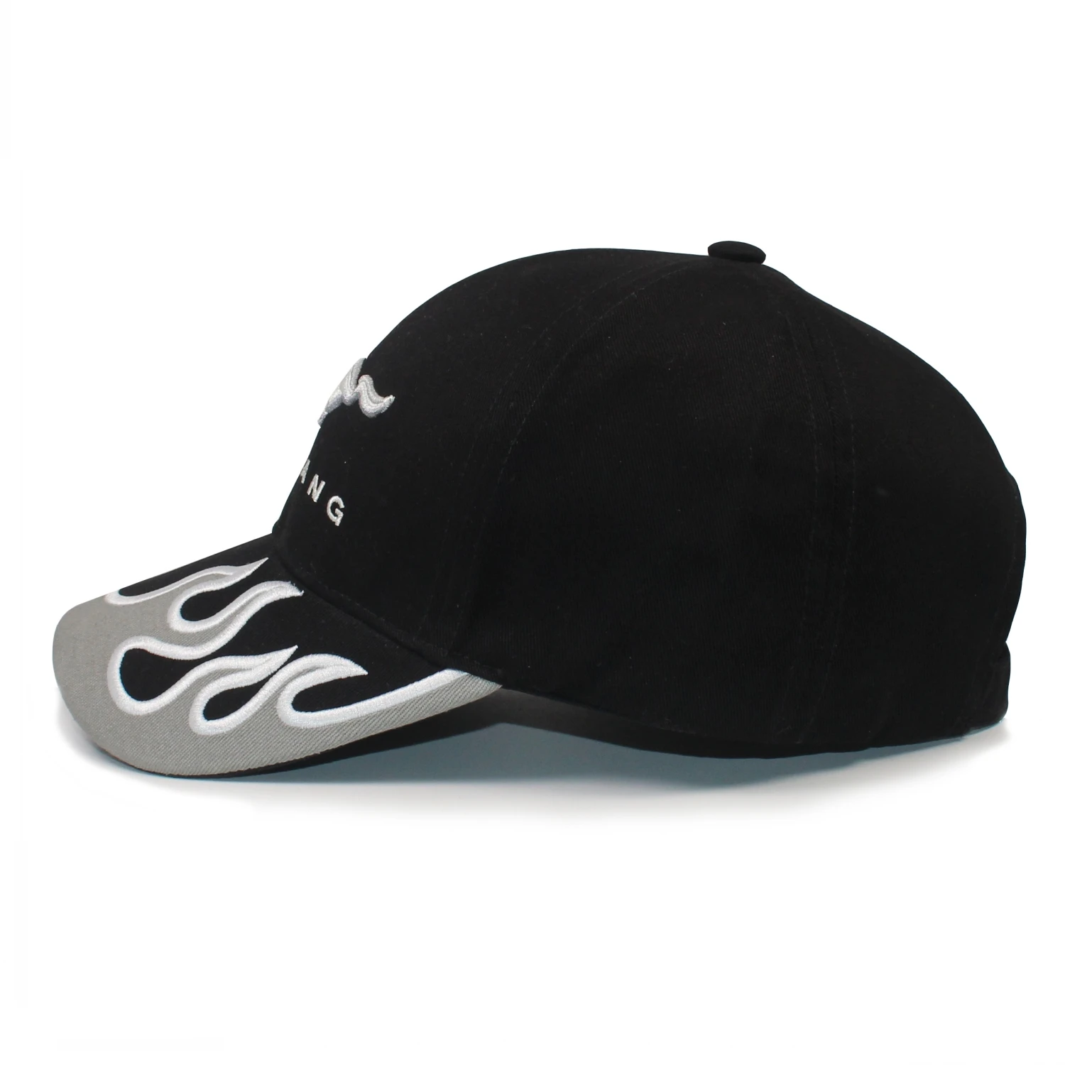 Baseball Caps Men's Adjustable Racing Flame Design 3D Embroidery Structured Dad Hat