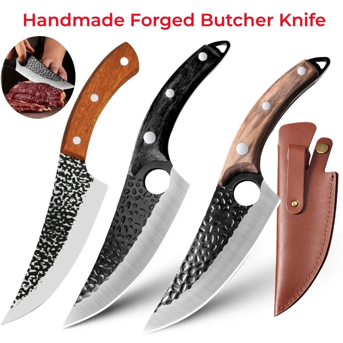 Meat Cleaver Butcher Boning Knife Viking Chef Knife set Japan Kitchen Handmade Forged Fish Knife