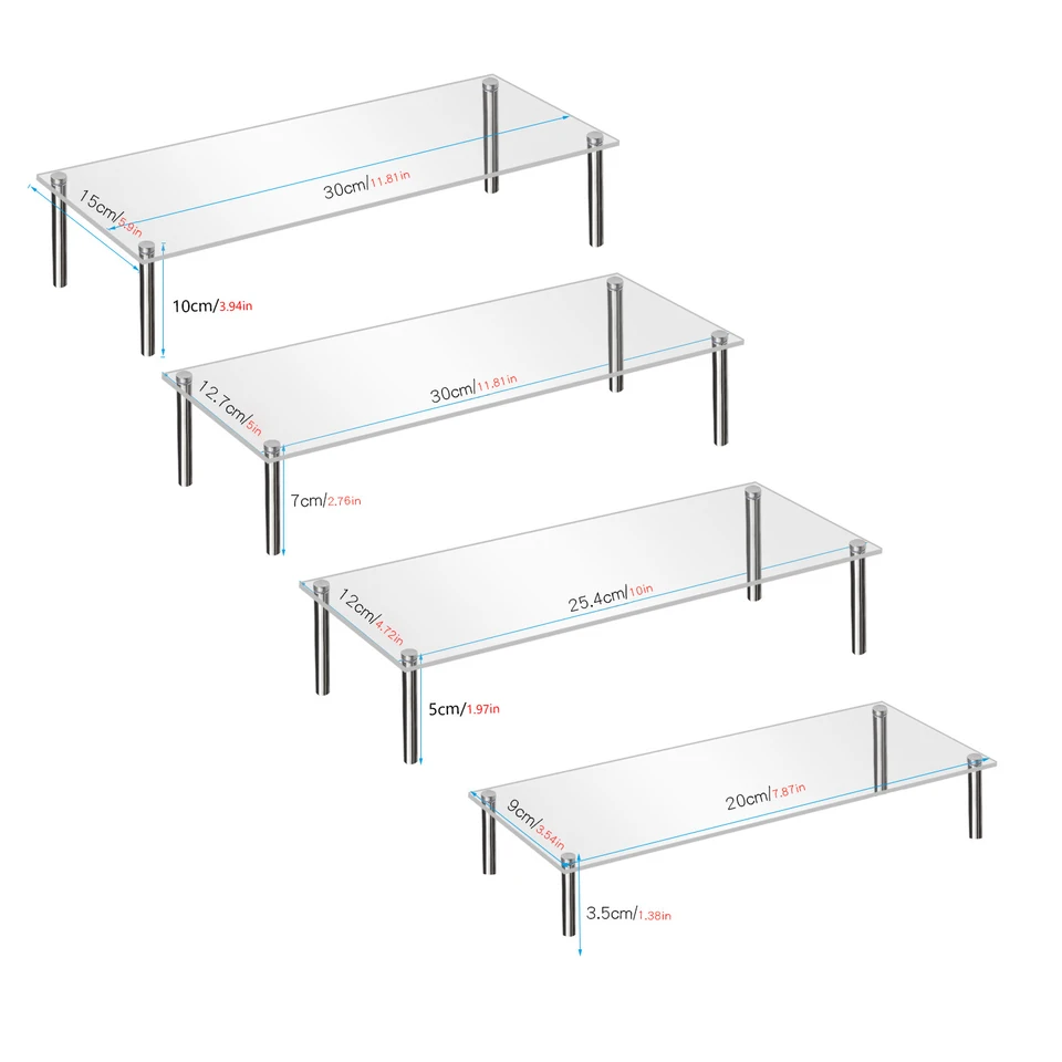Rarapop 5 stuks acryl displayverhogers, transparante verhoger plank showcase voor buffet cupcake, poppen, anime-personages, parfums, sieraden, heldere productstandaard, acryl risers voor weergave Rarapop 5 stuks acryl displayverhogers, transparante verhoger plank showcase voor buffet cupcake, poppen, anime-personages, parfums, sieraden, heldere productstandaard, acryl risers voor weergave