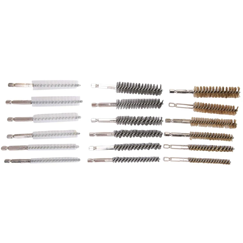 

18Pcs Wire Brush For Power Drill Multi Sizes Cleaning Rust Brush Brass Brush With With 1/4 Inch Hex Shank Handle 6 Sizes