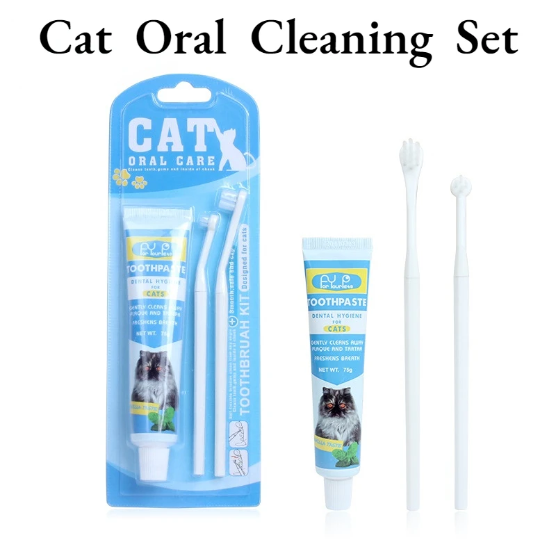 Cat Toothbrush Enzymatic Toothpaste Set,teeth Cleaning Fresh Breath Kit