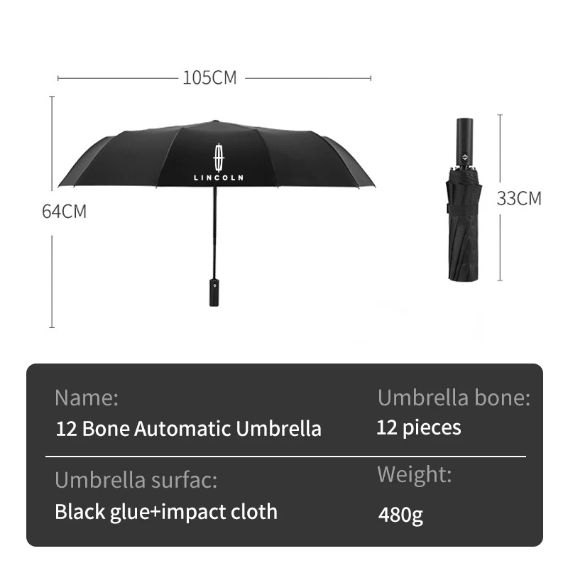 Car Fully Automatic Folding Umbrella Sunshade Accessories For Lincoln MKZ MKX Aviator Navigator Continental Corsair Nautilus