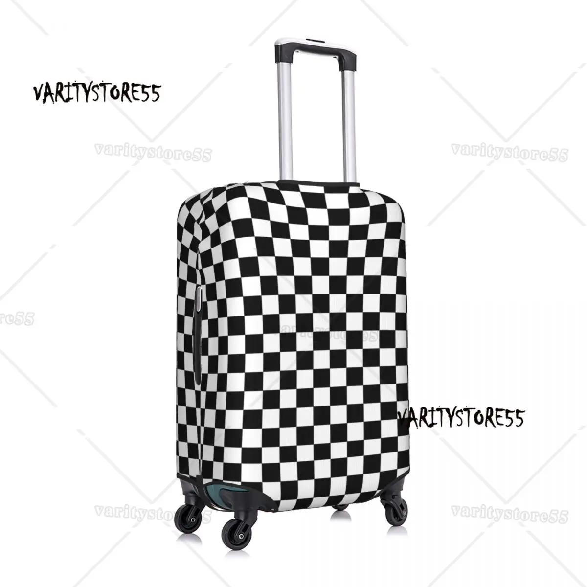 Black And White Checkered Travel Luggage Cover Washable Geometric Checkerboard Suitcase Cover Protector Fit 18-32 Inch 2