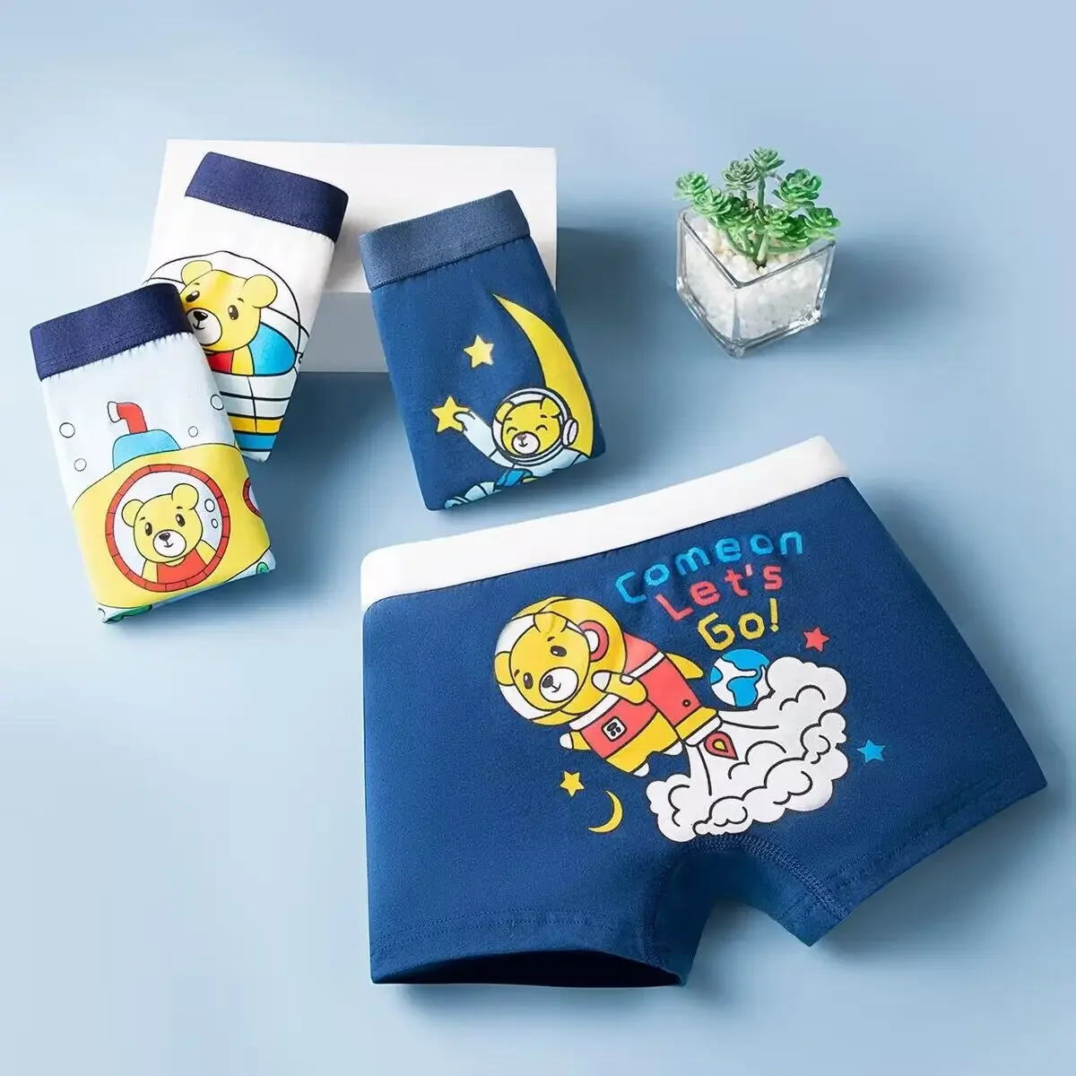 

4pcs Kids Boys Underwear Cartoon Dinosaur Design Children's Shorts Panties Cotton Soft Toddler Boxers Underpants