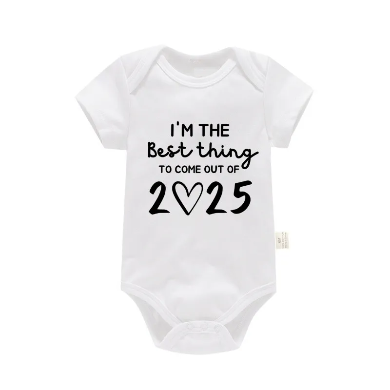 I'm the Best Thing 2025 Newborn Baby Clothes White Cotton Summer Bodysuits for Infants Short Sleeve Boys Girls Romper 4