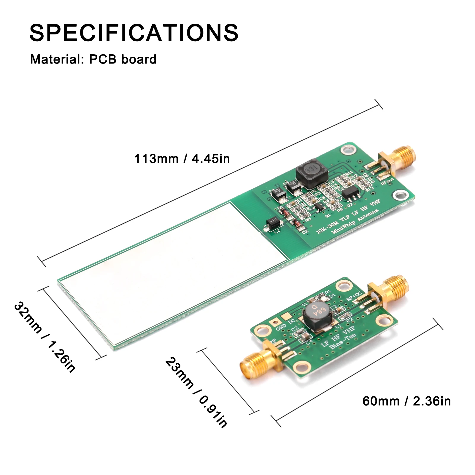 미니-휩 10KHz-30MHz 중파 및 단파 액티브 안테나 시스템 라디오 수신기 전자 부품 액티브 안테나 모듈
