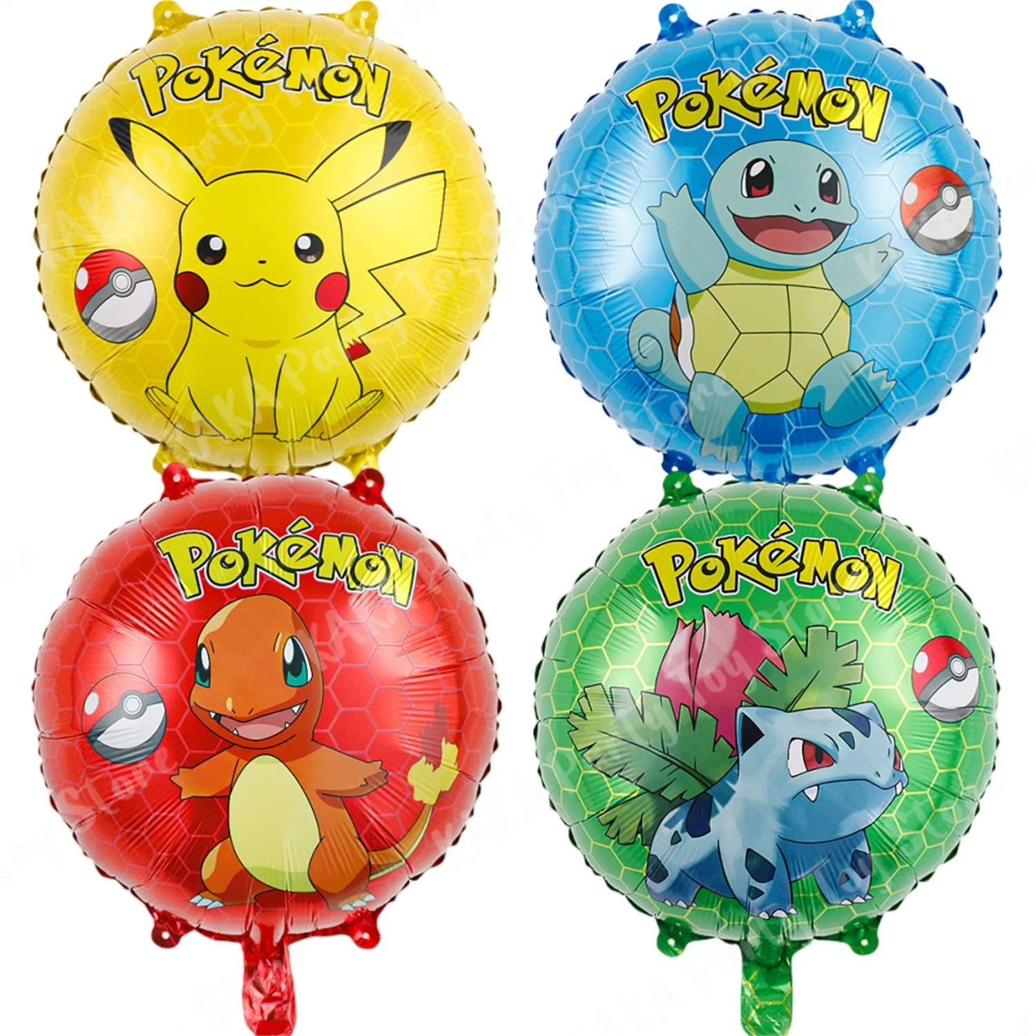 

4Pcs Pokemon Pikachu Balloon Set Children's Party Decoration Charmander Squirtle Bulbasaur Birthday Foil Balloons Gift Doll Toy