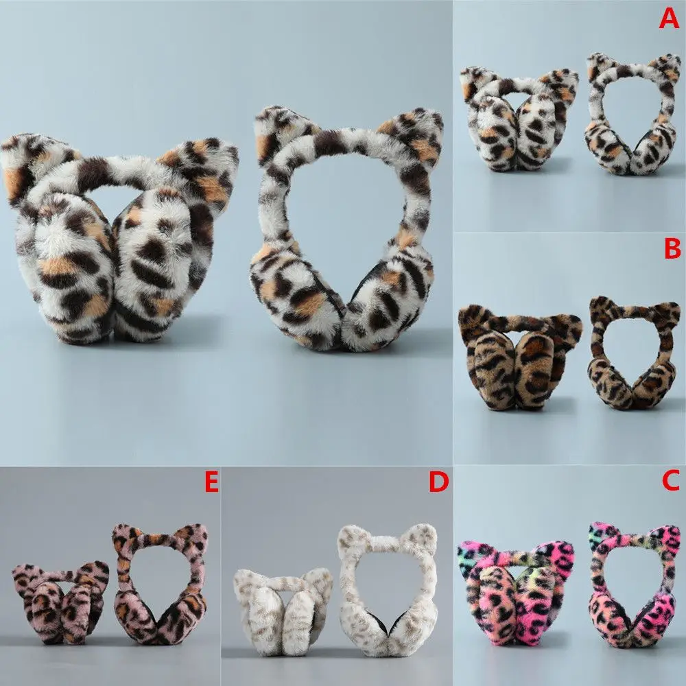 Women Fashion Leopard Winter Soft Earmuffs Women Ladies Girls Earflap Warmer Fluffy Plush Ear Muffs