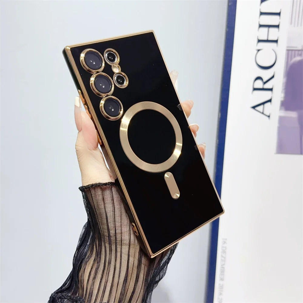 Luxury Magnetic Silicone Case with 6D Plating and Wireless Charging Compatibility