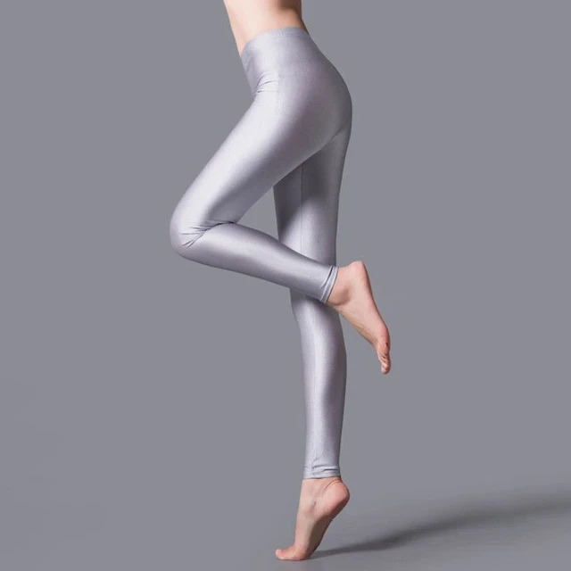 Mallas de neón de varios colores para mujer, Leggings ajustados de alta  elasticidad, pantalones brillantes fluorescentes informales - AliExpress