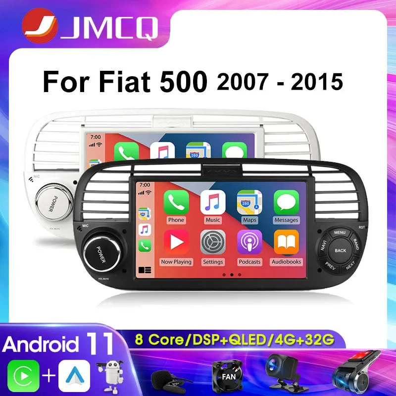 Jmcq 7 ''Autoradio Per Fiat 500 2007 - 2015 Radio Lettore Video Multimediale Navigazione Gps Wireless Carplay Head Unit Android 11