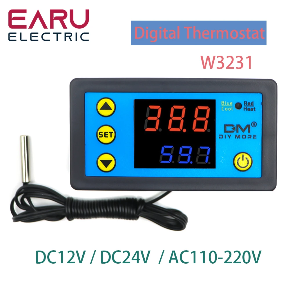 AC Round Panel LED Digital Thermometer Indicator 2m Sensor - China