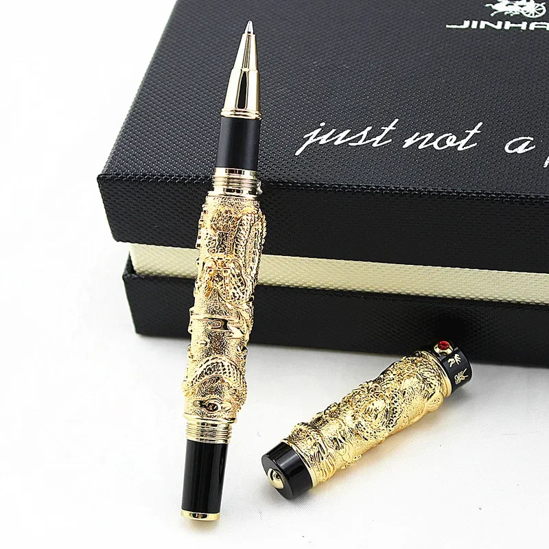 High Quality Jinhao Dragon Ballpoint Pen Luxury Metal Rollerball Pen Ancient silver 0.7MM Nib Stationery Office School Supplies vintage all metal ancient silver leopard jinhao ballpoint pen luxury green crystal eyes practice pen office supplies