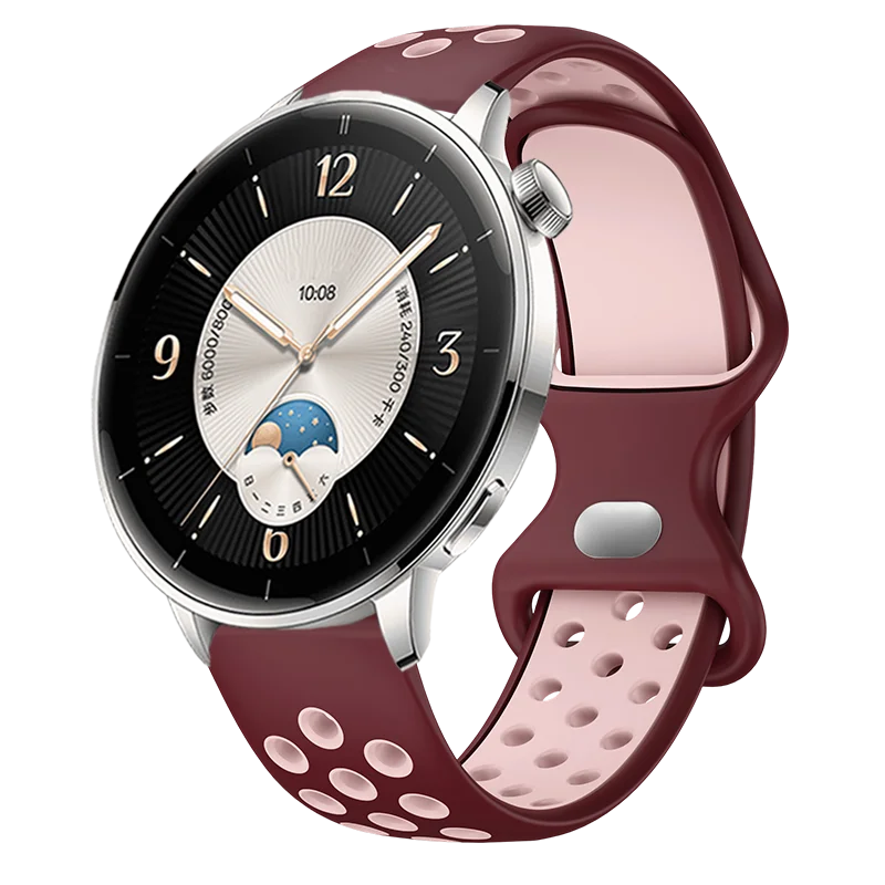 18mm Two-Tone Breathable Silicone Watch Strap with Butterfly Clasp