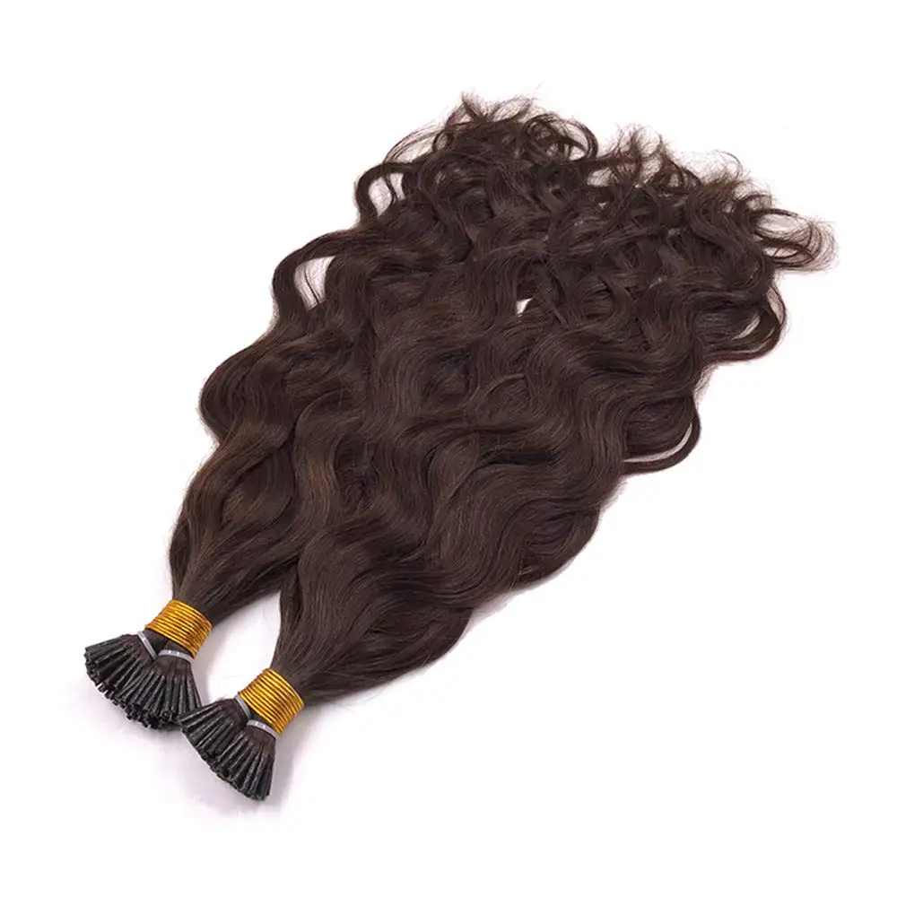 Natural Wave I Tip Human Hair Extension Brazilian Remy Hair Microlink Pre Bonded Stick I Tip Hair #2 #4 #1B 100g 100strands 3