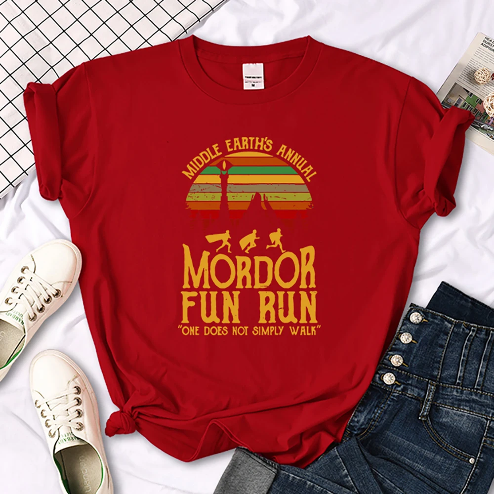 Middle Earth'S Annual Mordor Fun Run Print T-Shirt Essential Creativity Tshirts Trend Round Neck T-Shirts Hip Hop Trend T-Shirts