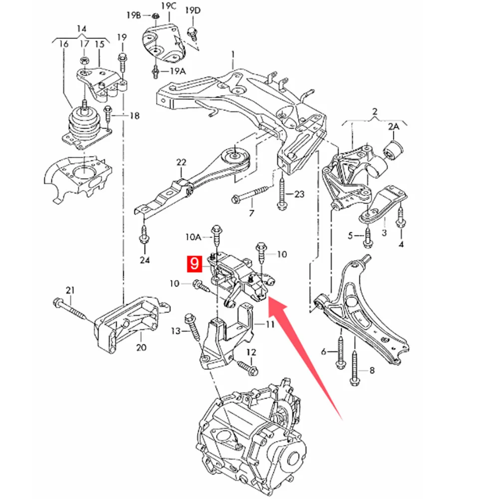 For VW POLO SKODA FABIA SEAT IBIZA CORDOBA Engine Mount 6Q0199555AG 2002-2009 Bracket Support Accessories