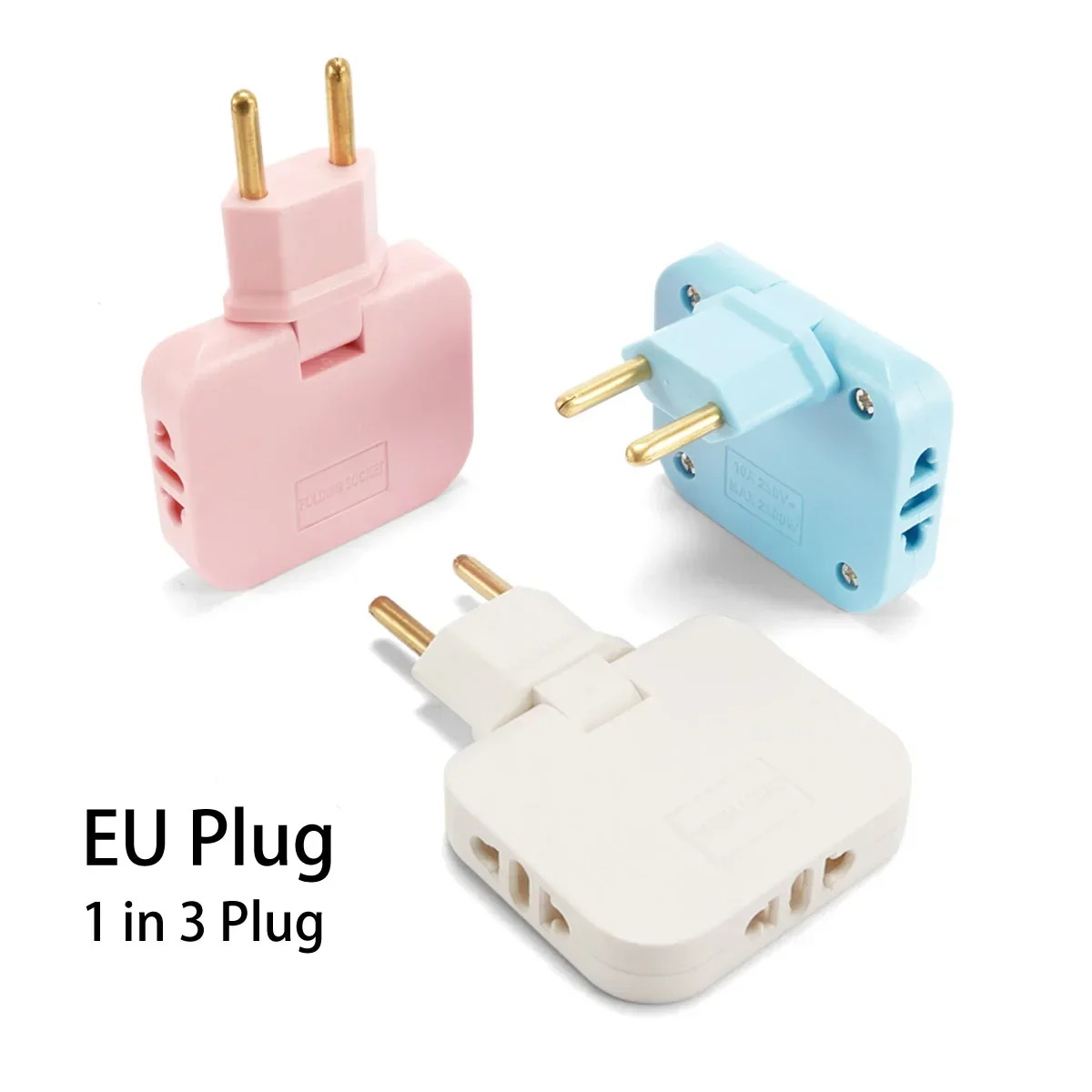 3 in 1 EU Tee Socket Plug Adapter Portable Foldable CN US To EU Euro KR FR Travel Aadapters 2Pin 4.8mm Plug AC Outlet Converter