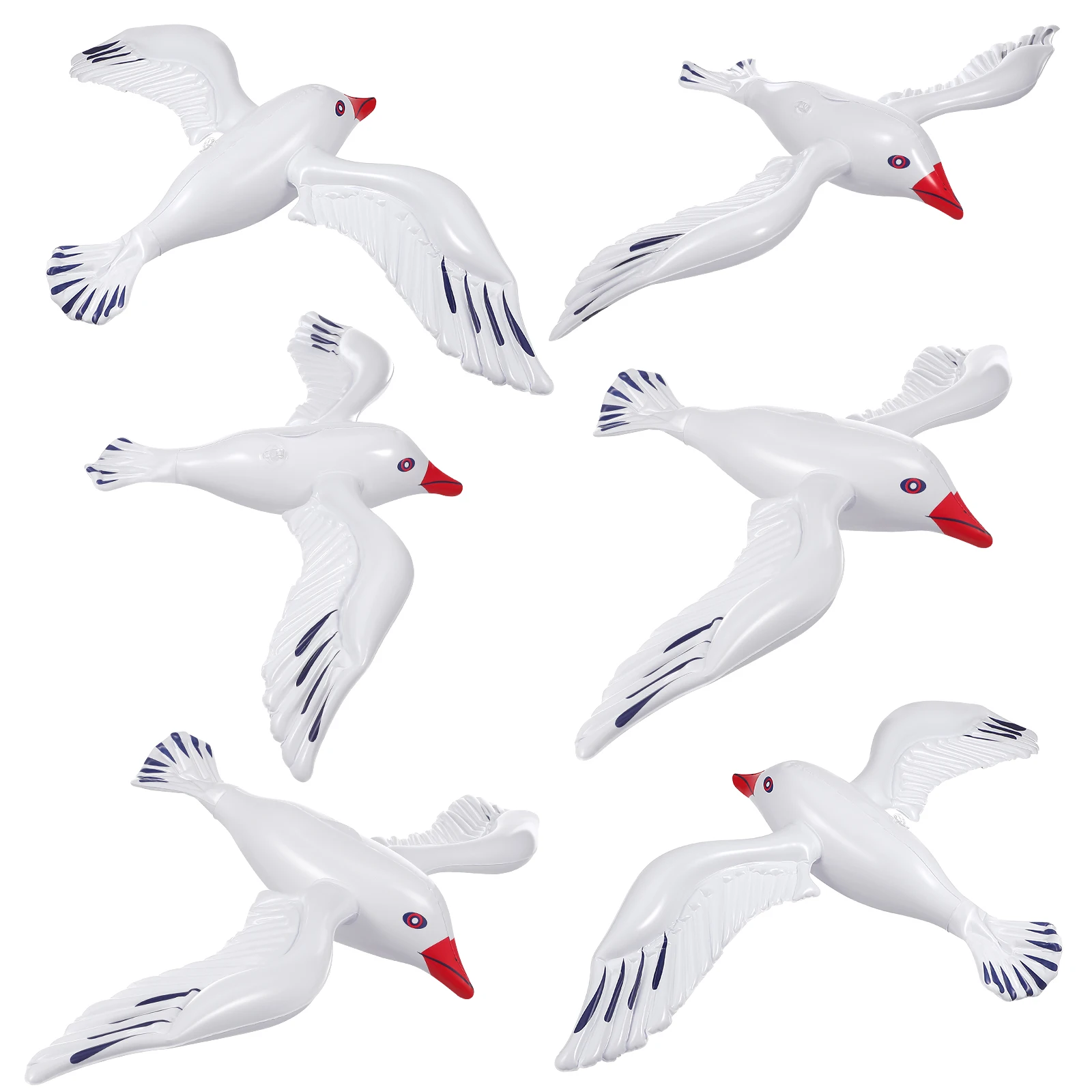 6pcs Inflatable Seagulls Jumbo Toy Blow Up Sea Birds Balloons Seagull Ornaments Wedding Beach Pool Party Outdoor Game Toys