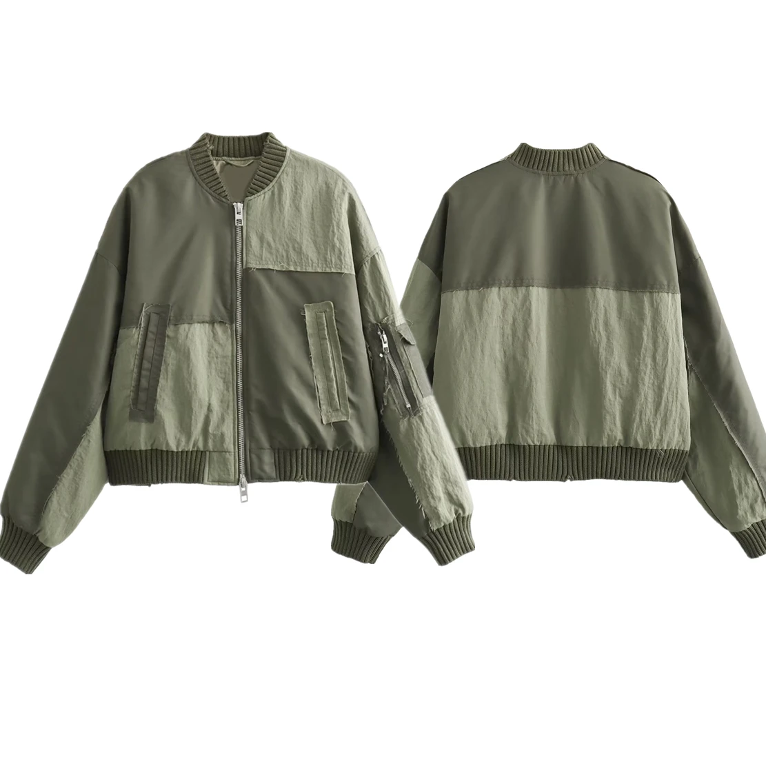 Withered Autumn Winter American High Street Flight Jacket Coat Military Green Patchwork Vintage Bomber Jacket Women master high end 1 64 h1 1999 suv military diecast toys car models collection miniature gifts