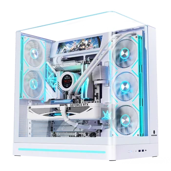 WJCOOLMAN Wenjie Plus integrated curved glass sea-view computer case with 9.16-inch secondary screen and ARGB lighting strip