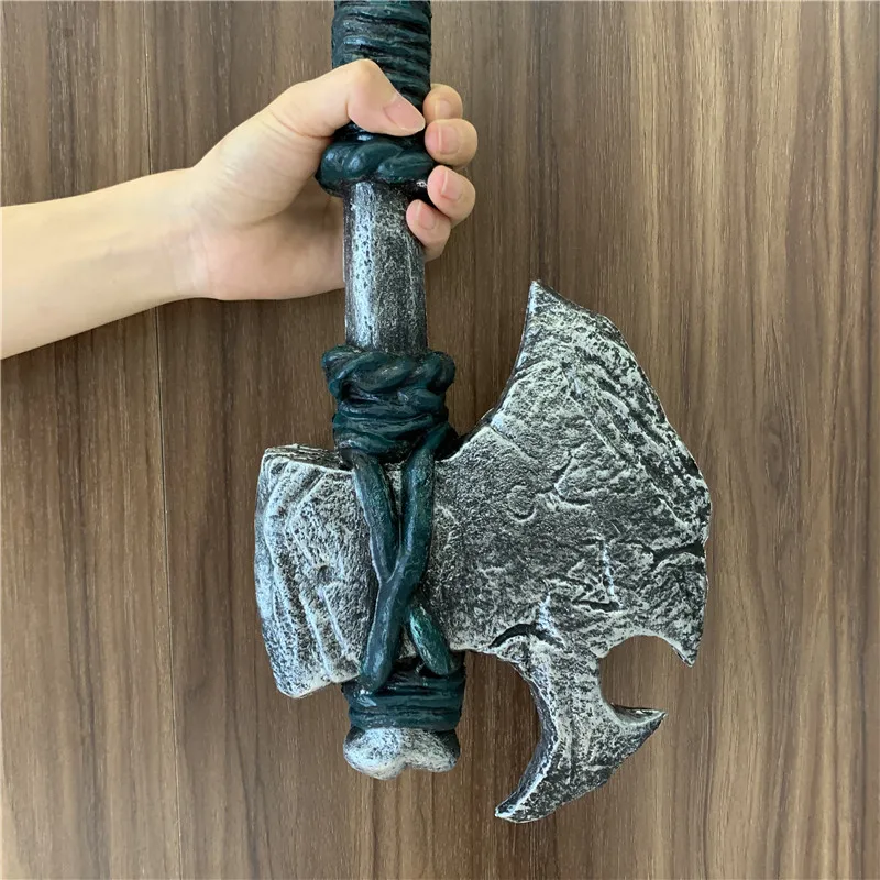 Cosplay Axe 58cm Cosplay Ghost Axe Broken Tomahawk Prop Role Playing Pirate Beast Axe Safety PU