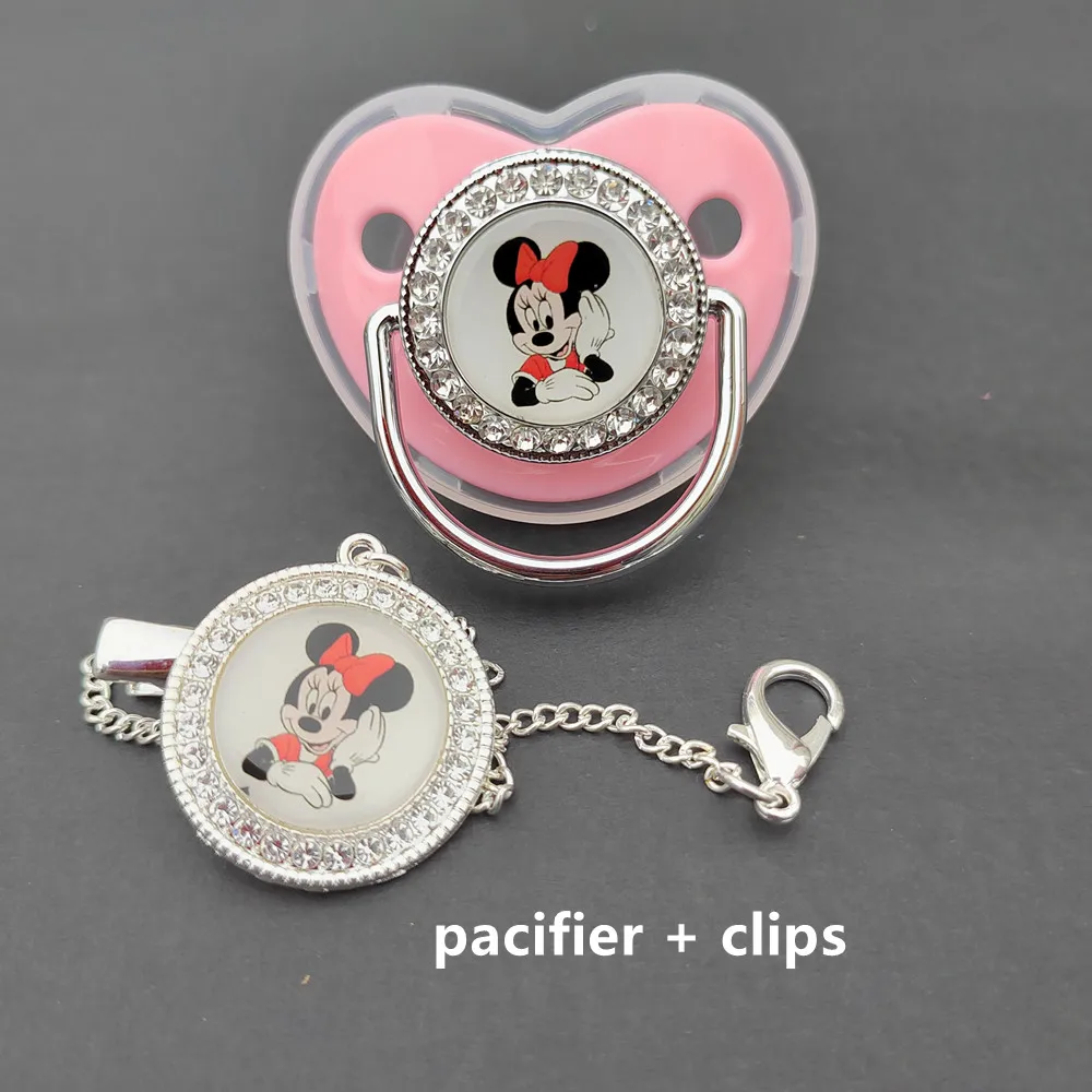 Disney Newborn Pacifier Bling Gold Pacifier Clip Mickey Mouse Baby