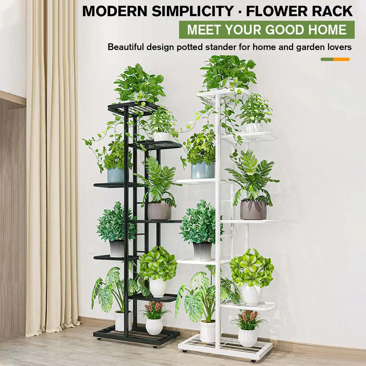 Plant Stand Iron Shelves For Plant Multi -Storey Floor -To -Ceiling Balcony Pot Plant Stand Flower Rack Living Room Lobby Display Flower Stand