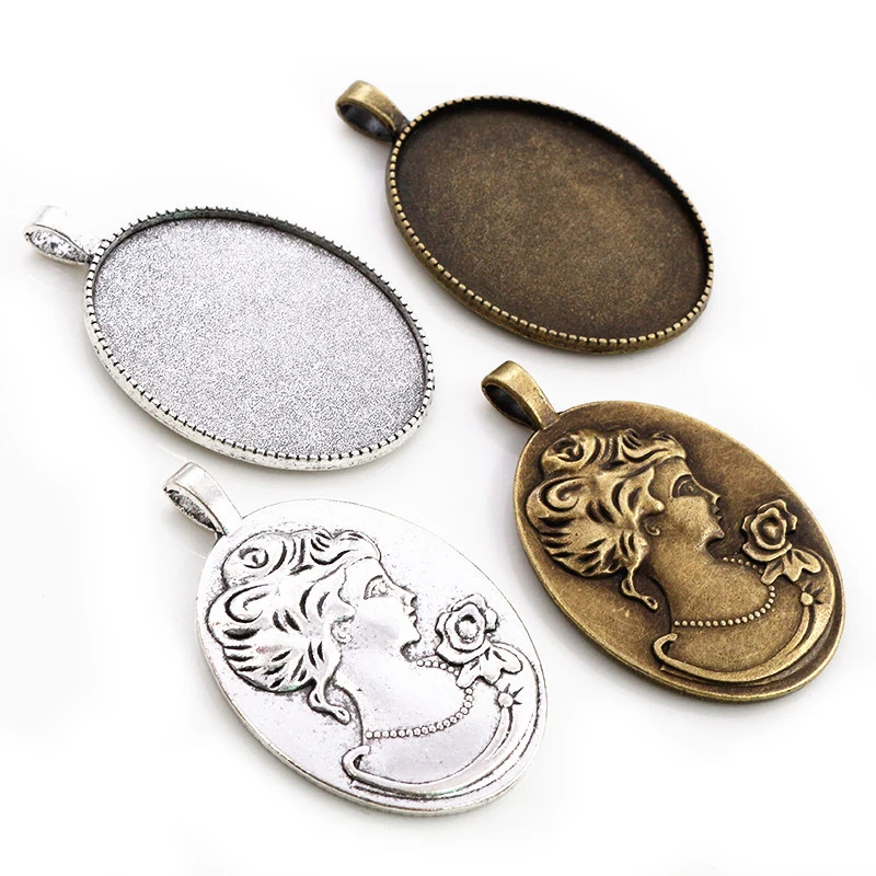 Neue Mode 5pcs 30x40mm Innere Größe Bronze/Antikes Silber Überzogene Cabochon Basis Einstellung Charms Anhänger