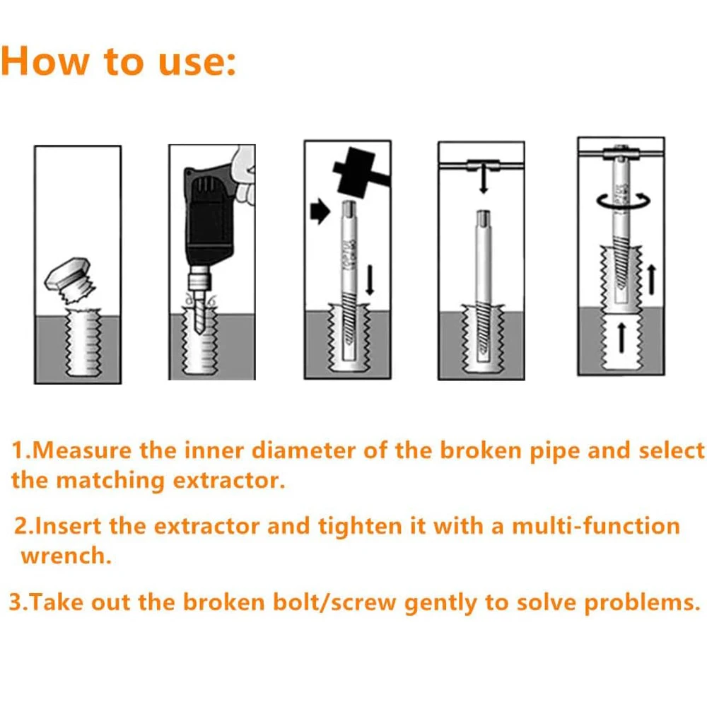 Spiral Screw Extractor Set 5/6PCS for Broken Rusted Nuts Bolt screw extractor set