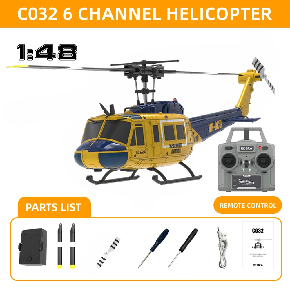 RC ERA RC ヘリコプター C032 1:48 ヒューヘリコプター UH-1 6 軸