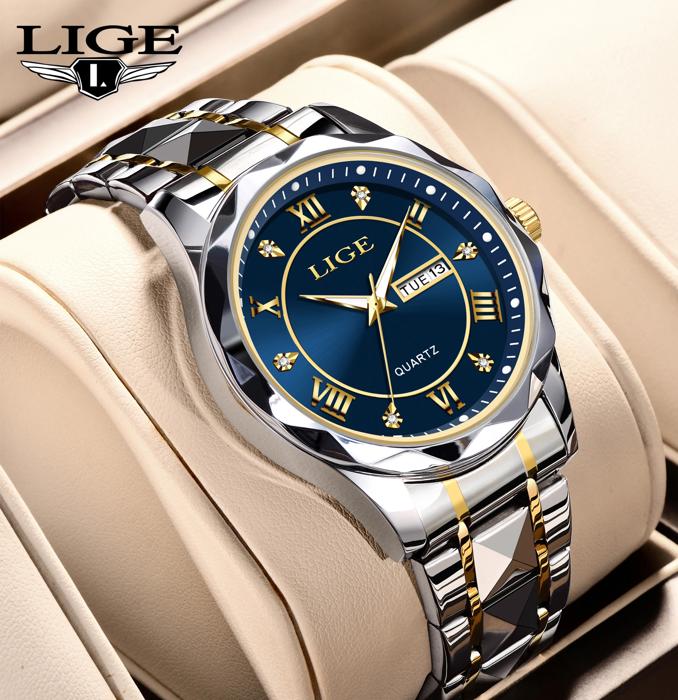 

LIGE 2024 Men Quartz Watches Top Brand Luxury Vintage Mens Watches Stainless Steel Waterproof Gentleman Wristwatch Watch For Men