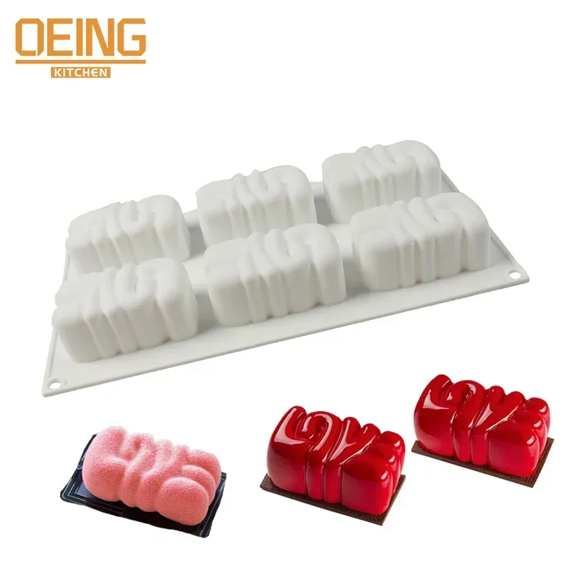 

6 Cavity LOVE Silicone Cake Baking Mold for Chocolate Mousse Ice Cream Jelly Pudding Dessert Bread Bakeware Pan Decorating Tools