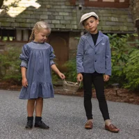 Collection de vêtements pour enfants en velours côtelé smocké Ali Plus 2026 AW : Blazer pour garçon, robe pour fille, short à bretelles pour bébé fille et garçon, chemise pour enfant, jupe 5