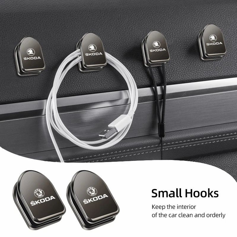 2Pcs Metal Car Styling Storage Hooks Organizer For Skoda Octavia Superb Rapid Kodiaq Karoq Fabia Kamiq Citigo Yeti Scala Enyaq