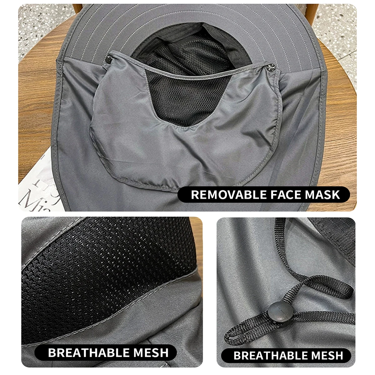 Fisherman Hat Men's Spring and Summer Outdoor Face Mask Sun Protection Visor Fishing Mountaineering Anti-Uv Neck Protection Hiking Sports Cycling Travel