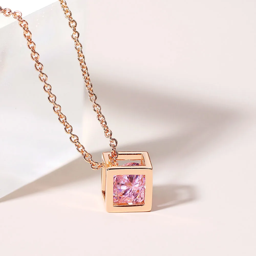 ★Hei★ sv925 foil chain necklace ★CNBLUE着用★韓国人気★ ZHOUYANG Charms Necklace For Women Aesthetic Cube Pink