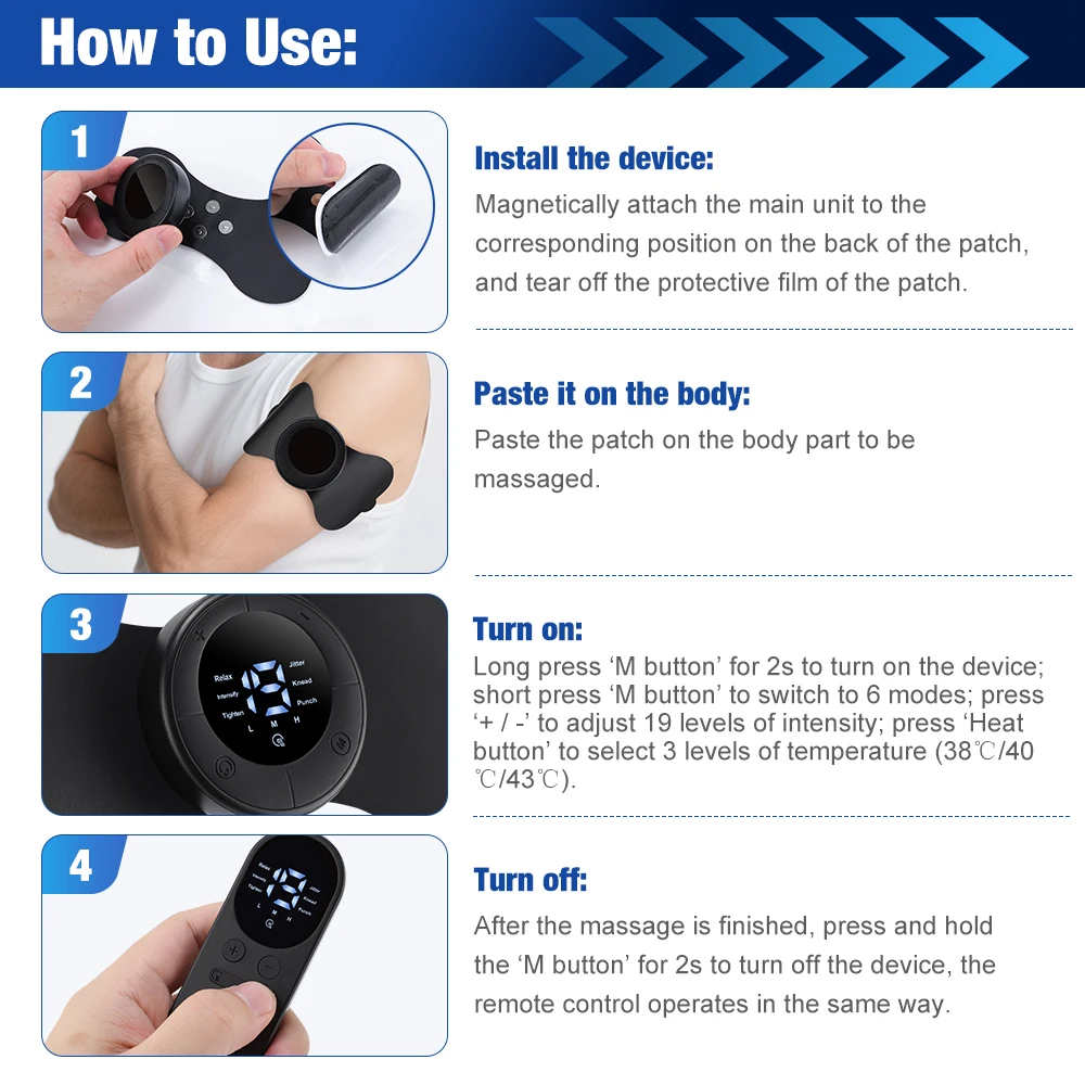 Mini EMS Neck Shoulder Massager Heating Pulse Muscle Nerve Electrostimulator Reu
