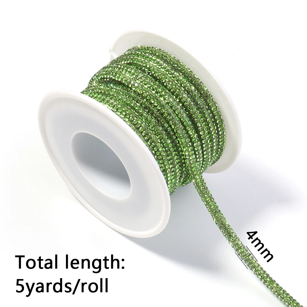 5야드 4mm 크리스탈 라인스톤 코드 트림 다이아몬드 소프트 로프 DIY 의류 신발 가방 웨딩 드레스 의상 장