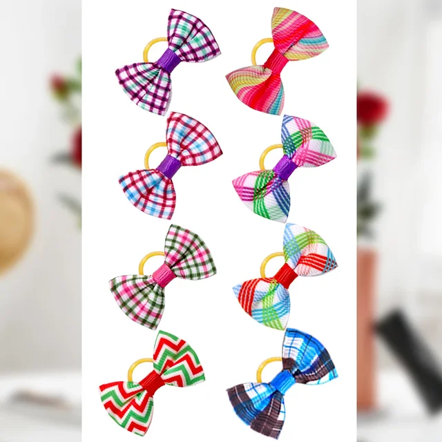 100pcs Pet Accessories Dog Hair bows Fashion Cute Dog Bows  Rubber Bands Pet Hair Collar Decoration for Dog Accessories 6