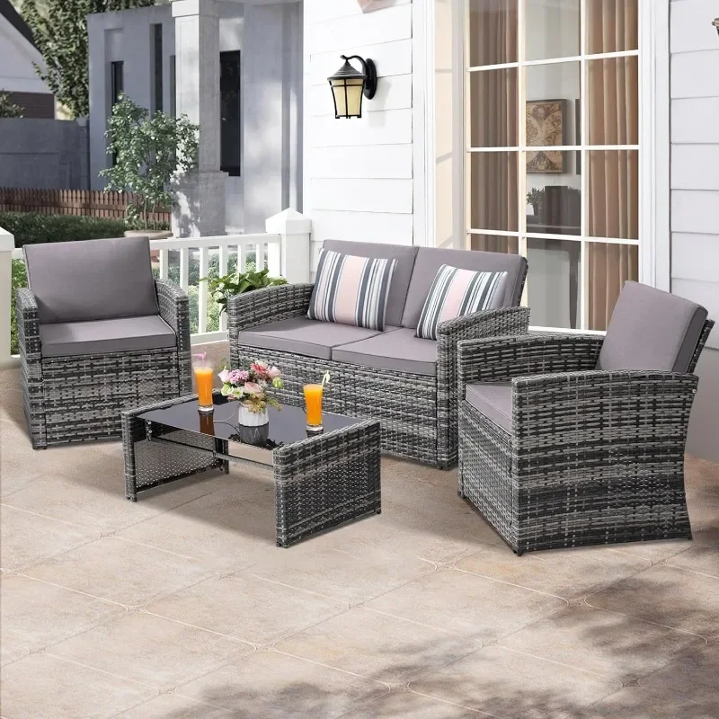 4-Piece Rattan Patio Set 2